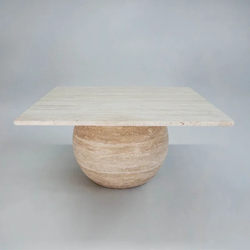 

Nordic House Silent Style Square Coffee Table Designer Creative Modern and Simple Living Room Balcony Yellow Cave Stone Table