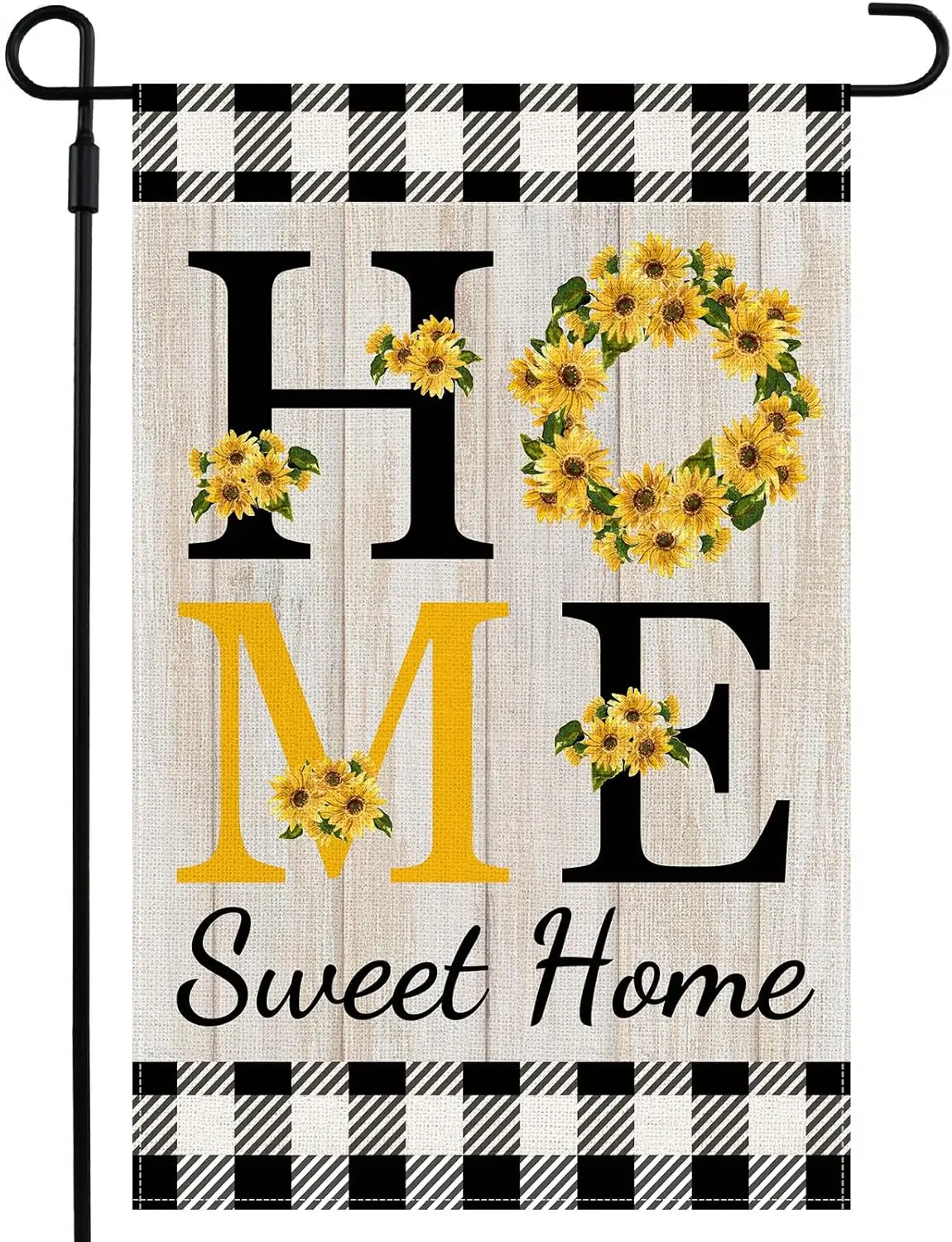 Sunflower Home Sweet Home Garden Flag for Outside, Premium Burlap Autumn Fall Yard Flags 12 x 18 Inch Double Sided, Rustic B SSL