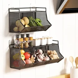 kitchen counter fruit basket, wall-mounted hanging basket, wire basket kitchen storage box and snack onion potato storage box