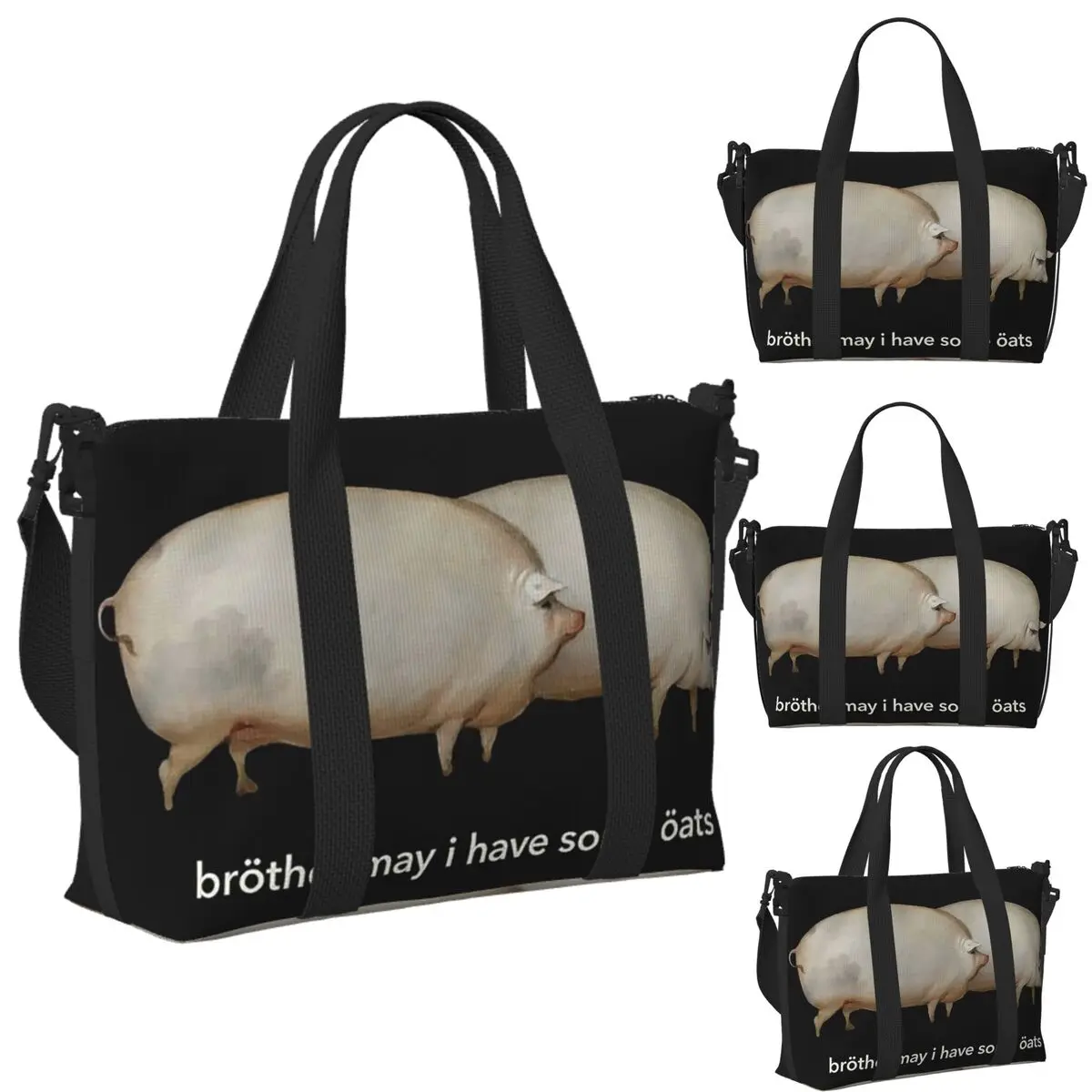 

Custom Brother May I Have Some Oats, Classic Mem Beach Travel Bag Tote Bags for Gym Sport Women Shopping Duffle Shoulder Bag
