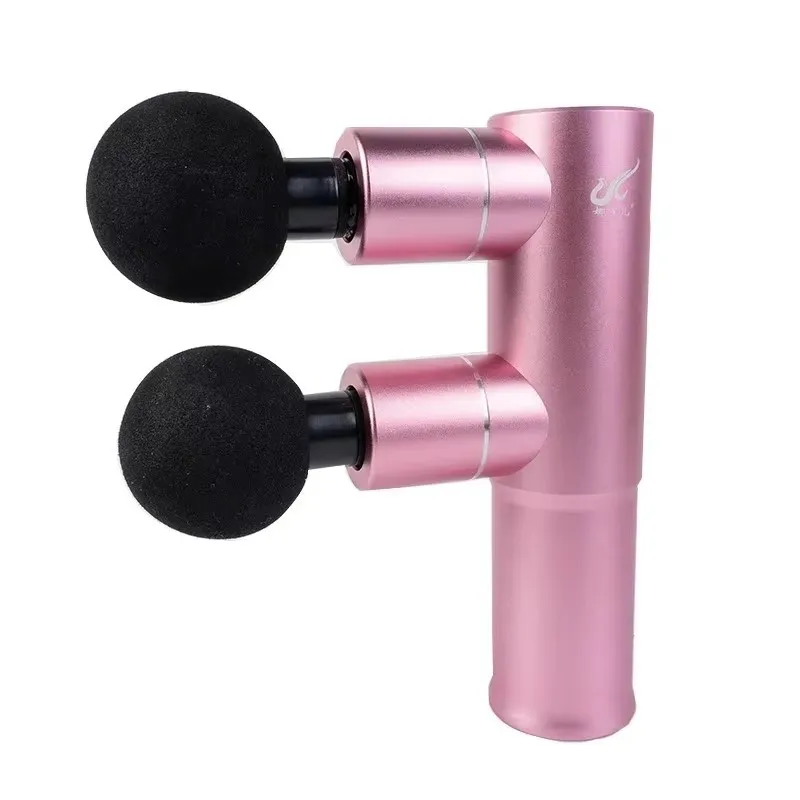 T8 Alloy Double Head Electric Massage Gun Fitness Neck Massager Pistol Brushless Motor Portable Vibrator with Carry Bag for Musc