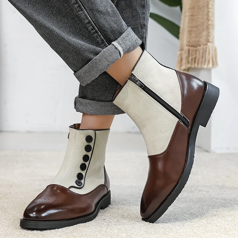 Original Autumn Winter Men Chelsea Boots Side Zipper Buckle Retro Gentleman Business Casual Leather Shoes Classic Ankle Boots