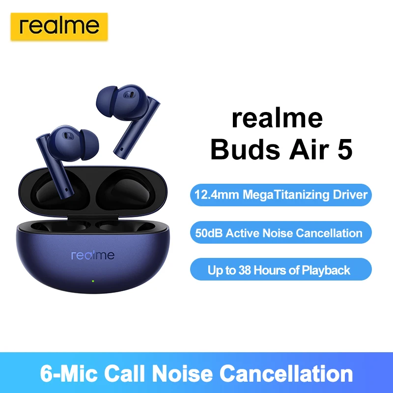 

Bluetooth-наушники Realme Buds Air 5, 5,3 дБ, с активным шумоподавлением