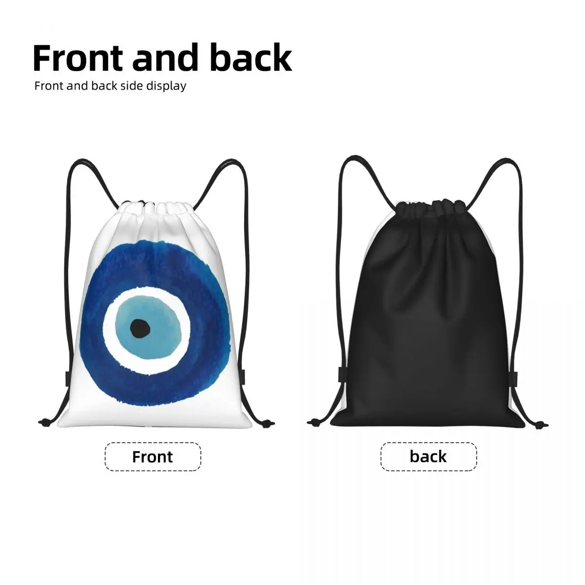 Watercolor Evil Eye Nazar Painting Drawstring Backpack Women Men Sport Gym Sackpack Foldable Hamsa Lucky Charm Training Bag Sack