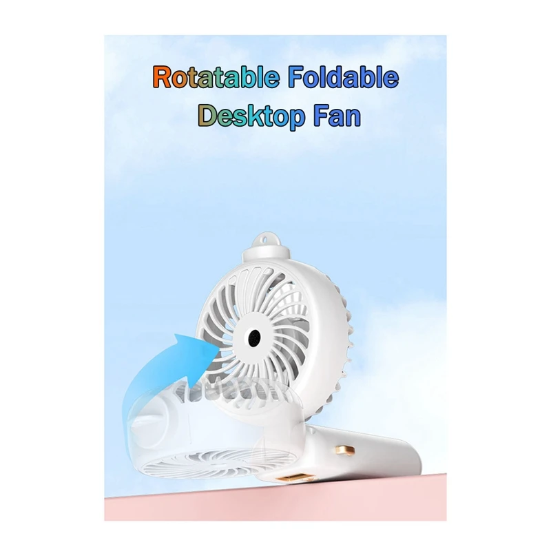 Handheld Fan, Portable Fan With Lanyard Spray,5 Speeds Level Personal Fan, Foldable Desk Fan For Travel Outdoor