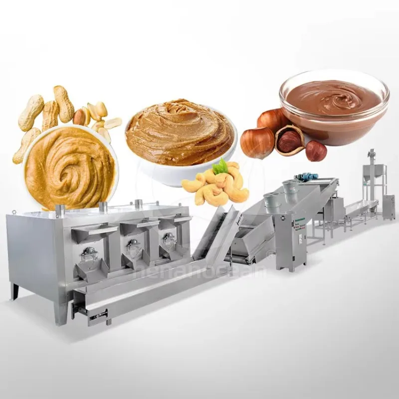 Línea de proceso de producción de pasta de sésamo y salsa de almendras, máquina para hacer mantequilla de maní crujiente