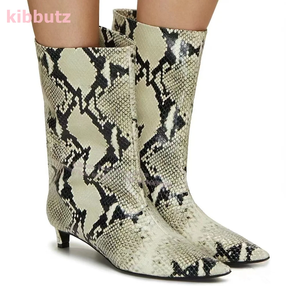 Echtes Leder Mittelkalb Stiefel Chelsea Spitzschuh Kitten Heel Breite Öffnung Ärmel Slip-On Einfarbig Mode Sexy Elegante Frauen