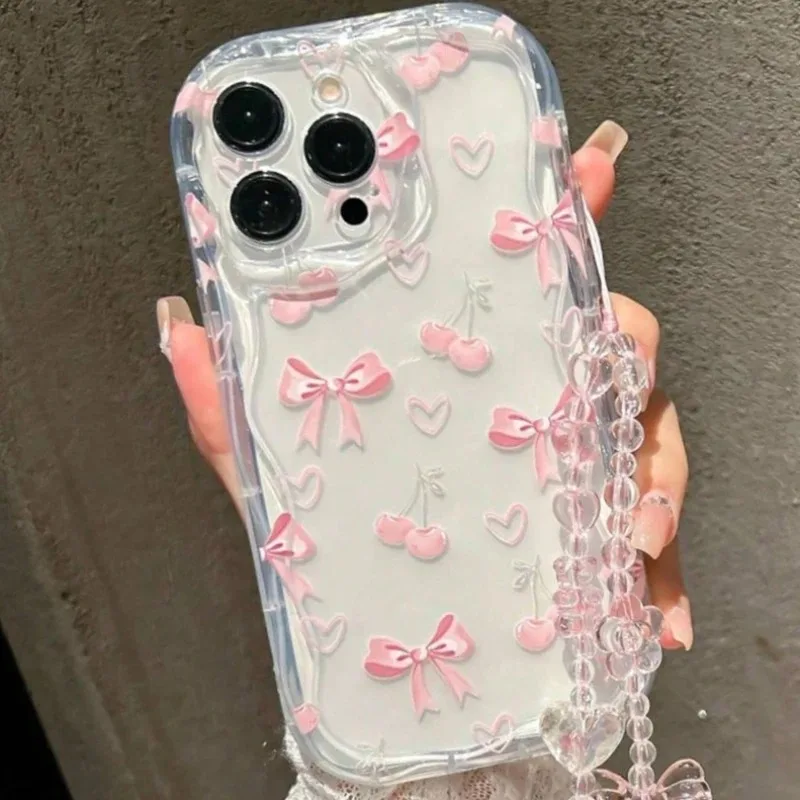 Rosa Schleife Niedliche Transparente Handyhülle für Samsung Galaxy A16 A17 A15 4G A07 S25 S26 Ultra S24 S23 Plus A06 5G mit Schleifenband-Abdeckung – Detail 6