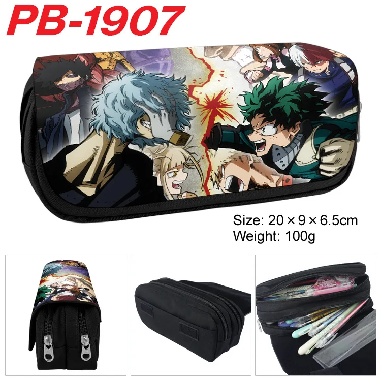 Dupla camada Oxford Canvas Pencil Box, Escola e Escritório Pen Bag, My Hero Academia, Bakugou Katsuki, grande capacidade, 1970