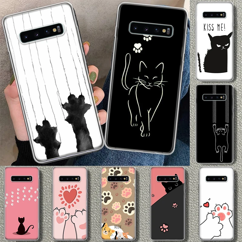 Cat Footprint Funny Paw Cute Phone Case Cover for Samsung Galaxy S23 S24 S25 Ultra S20 S21 FE S22 Plus S10 + Art Gift Print Coqu