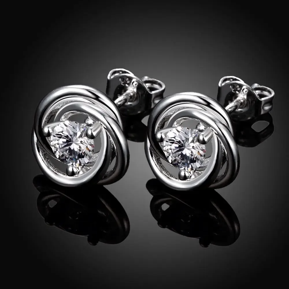 

Factory Wholesale High Quality 925 Sterling Silver Fashion Elegance Women Classic Personalized Sparkling Crystal Zircon Earrings