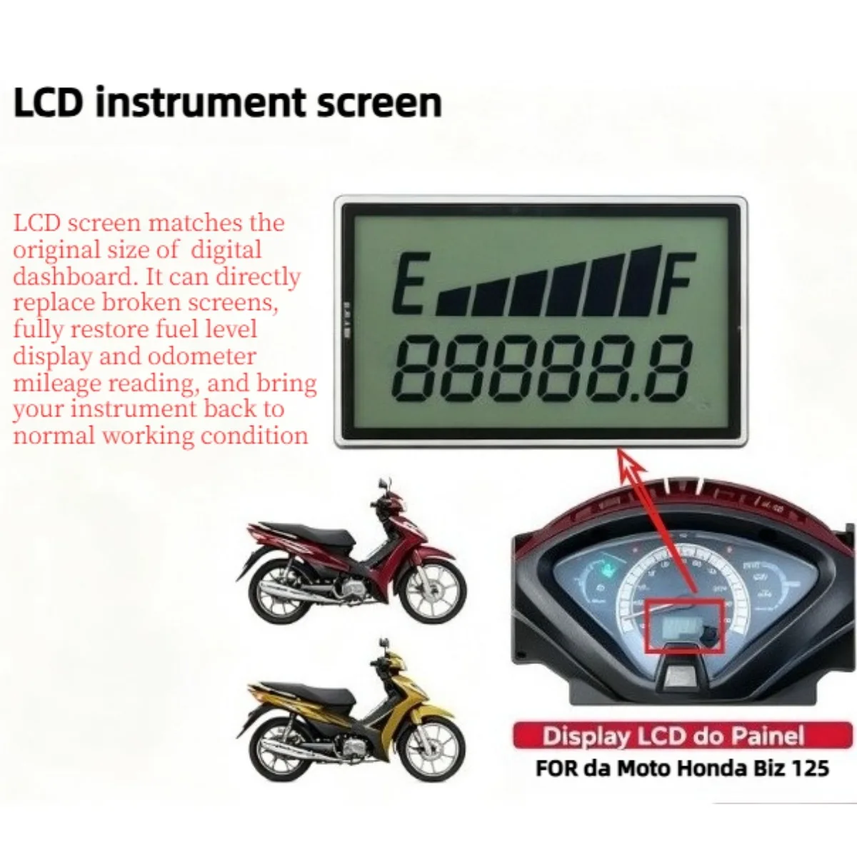 LCD Display Screen For Honda Biz 125 Motorcycle Dashboard