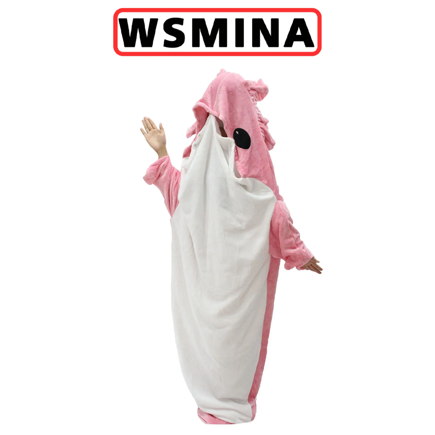 Saco de dormir de salamandra rosa, pijama de una pieza, traje de franela para el hogar, Anime, dormitorio, oficina, manta para estudiantes