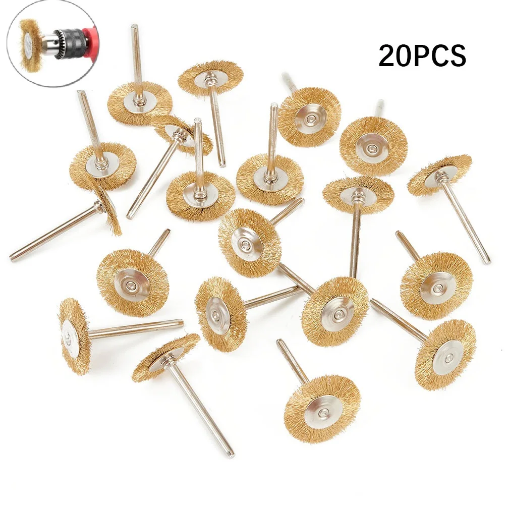 

20pcs Abrasive Tool Copper Wire Wheel Brushes 3.175mm Shank Polishing Brush For Dremel Rotary Tools Electric Abrasive Tool