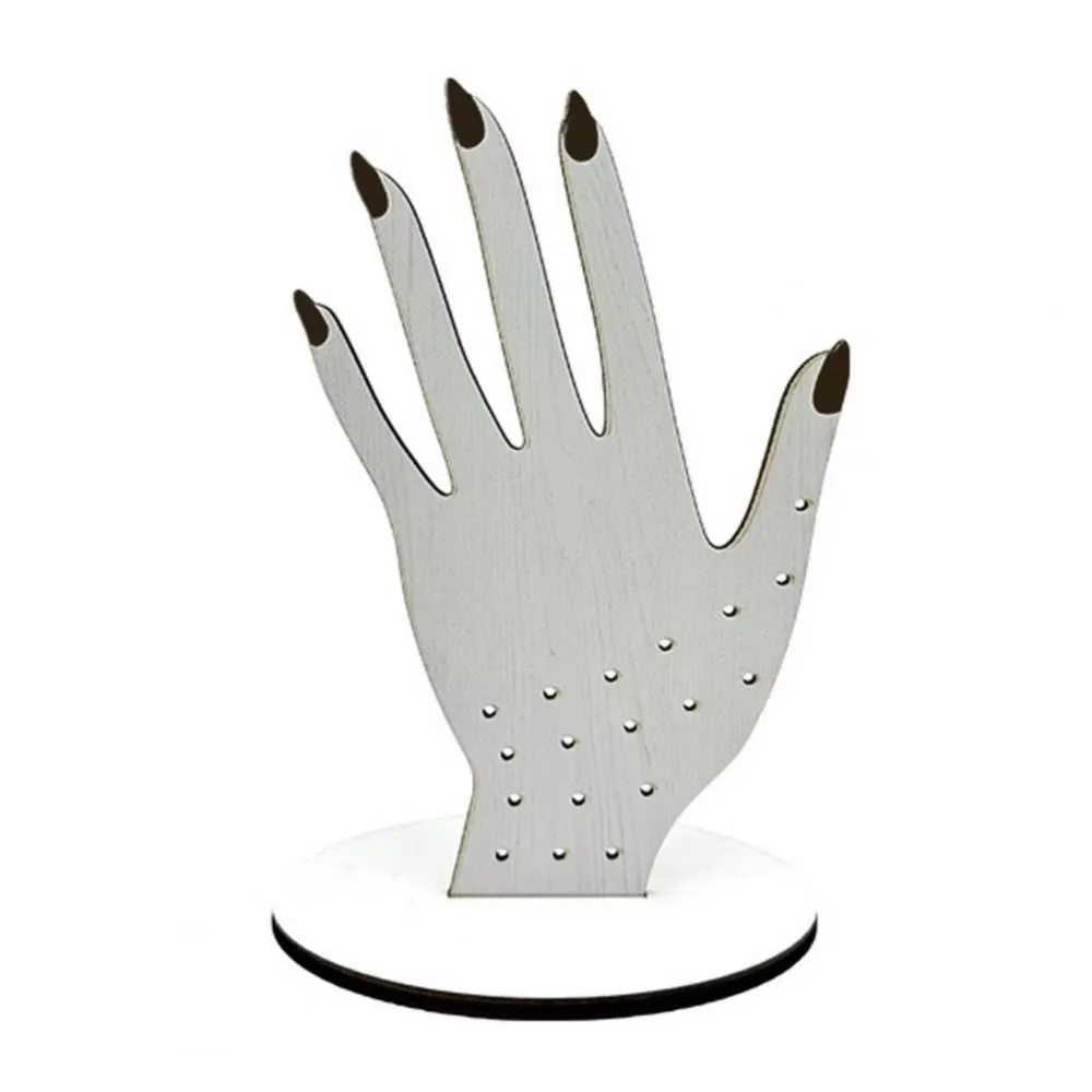 2D Wooden Hand Shaped Ring Display Stand Lightweight Smooth Polished Ring Holder Sturdy Compact Size Ring Stand Bedroom