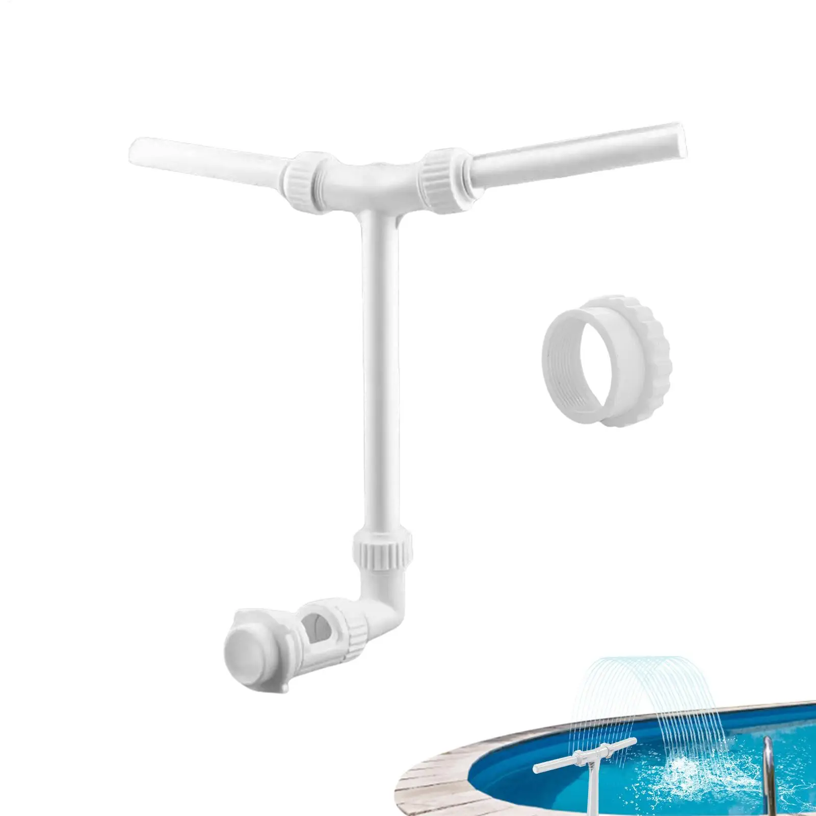 

Inground Pool Fountain Waterfall Double Head Pool Fountain 360 Degree Adjustable Adapter Pump Cooling Spray Aesthetic For