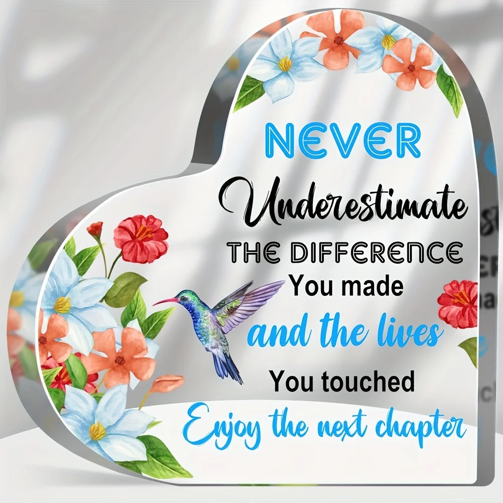 Acrylic Motivational Desk Decoration, 2D Flat Pattern, Modern Style, 4x6 Inch, Coworker Farewell Retirement Leaving Gift for Wom