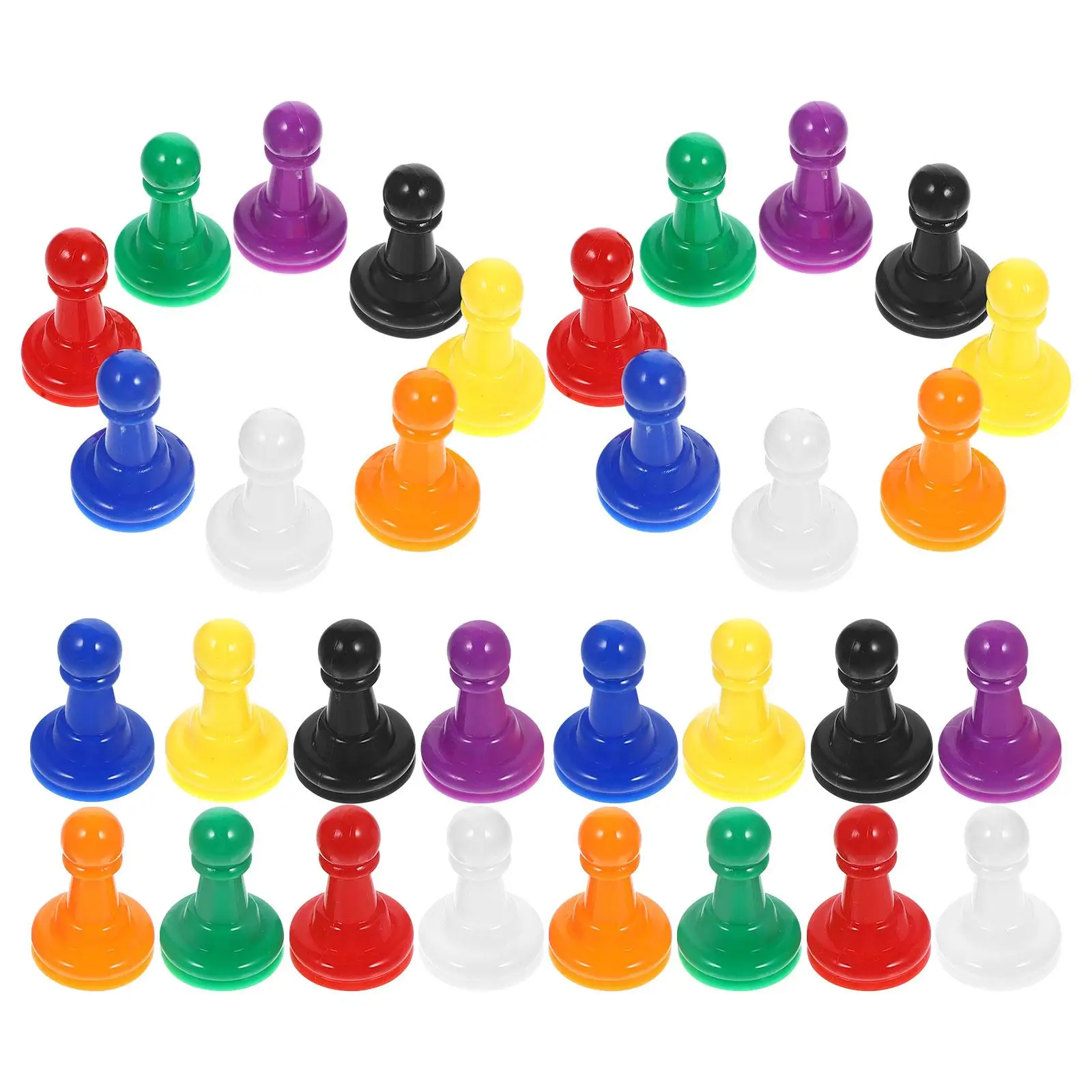 32 Pcs Chess Pieces Multicolor Plastic Pawn Tokens Red Yellow Blue Green Black White Purple Board Games Party Accessories