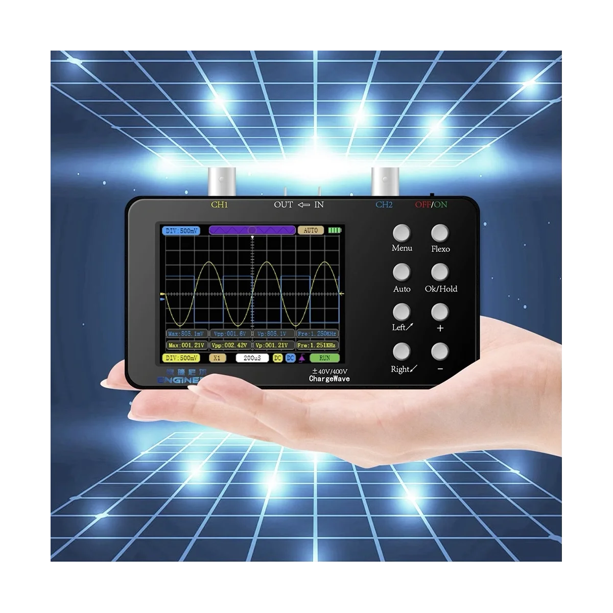 SCO2 2 Channel Digital Oscilloscope 50M Sampling Rate 10MSa/S Analog Bandwidth OneKey AUTO for Repair, Electronic DIY