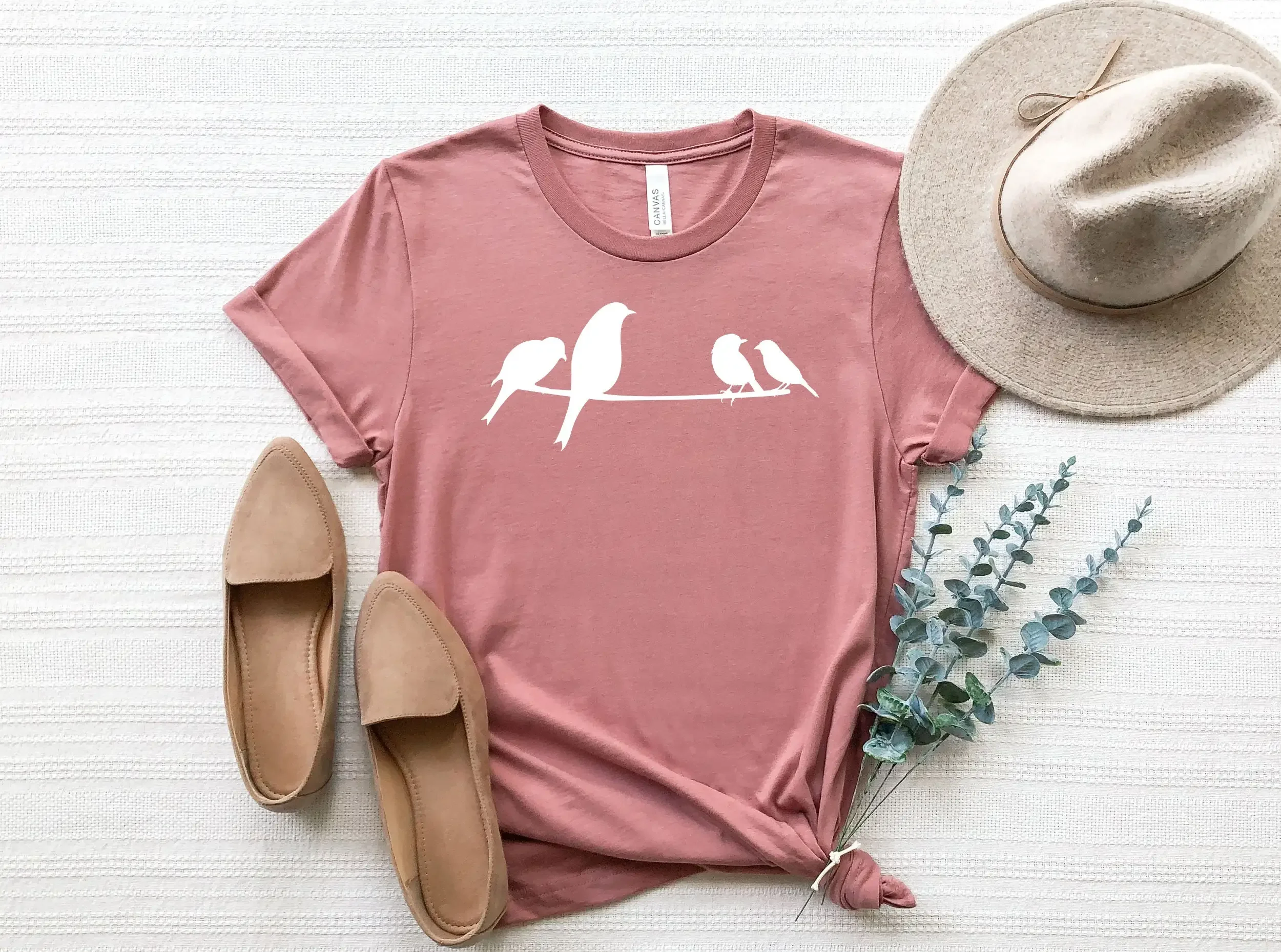 Bird Lover T Shirt Birds Animal Nature On Wire Woman
