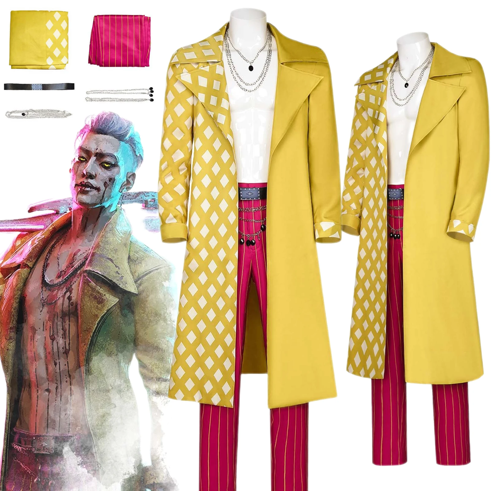 

TrickSter Giegie Cosplay Costumes Ha Ji-won Uniform Game Dead Daylight Role Play Yellow Coat For Halloween Party Men Cos Outfits
