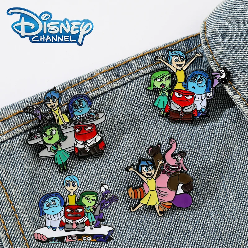 4 Pcs Disney Inside Out Cartoon Enamel Pins Cute Joy Sadness Anger Metal Brooches Denim Jacket Pin Ladies Brooch Gift for Friend