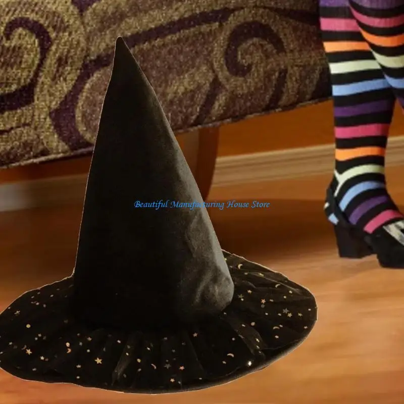 

E56A Witch Hat Pendant Halloween Cosplay Hat Widget Personality Hat Decoration for Special Occasion