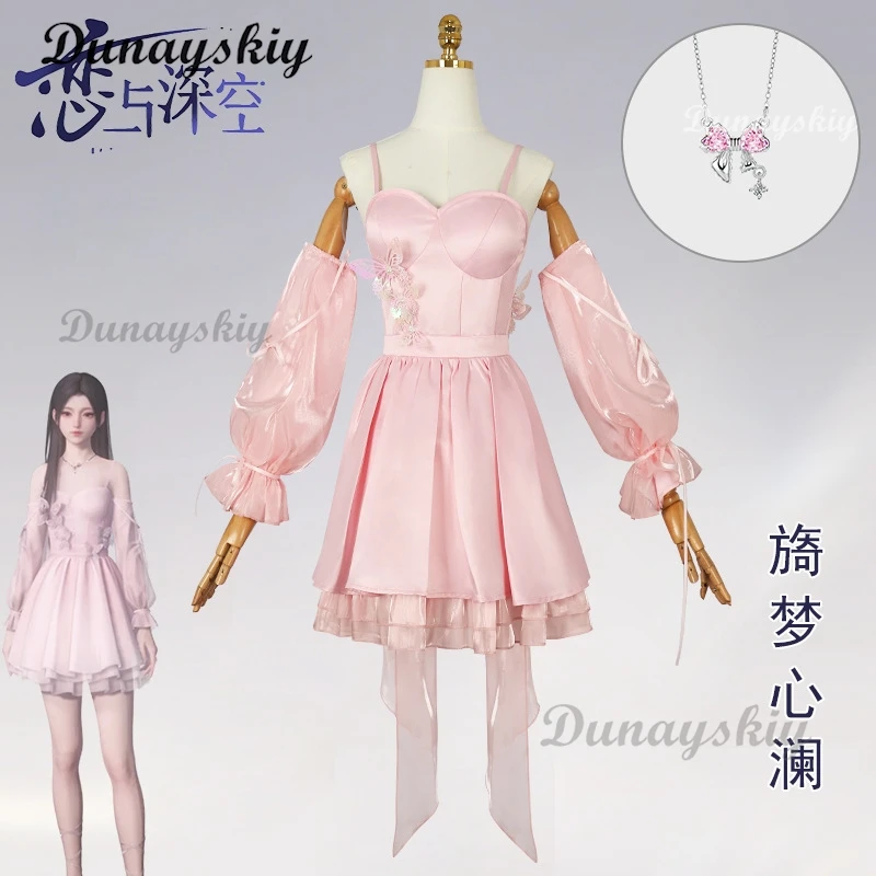 الحب والفضاء العميق البطلة تأثيري حلي شعر مستعار فستان وردي حلو كم قلادة هالوين كرنفال امرأة مخصصة