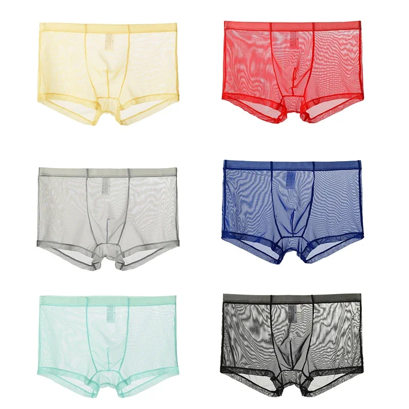 الرجال سامسونج شفافة Boxershorts الرجال مثير سلس الملابس الداخلية السراويل الذكور منتصف الارتفاع شبكة زلات أوم سراويل سراويل بوكسر