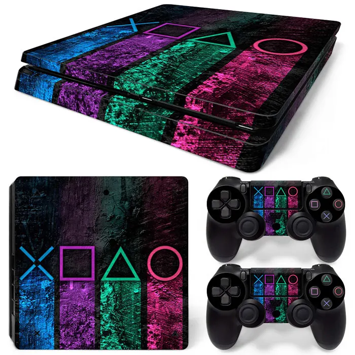 ملصق فينيل واقي لوحدة التحكم الرشيقة PS4 ، ملصق جلد ، تصميم هندسي ، وحدتين تحكم ، مجموعة كاملة
