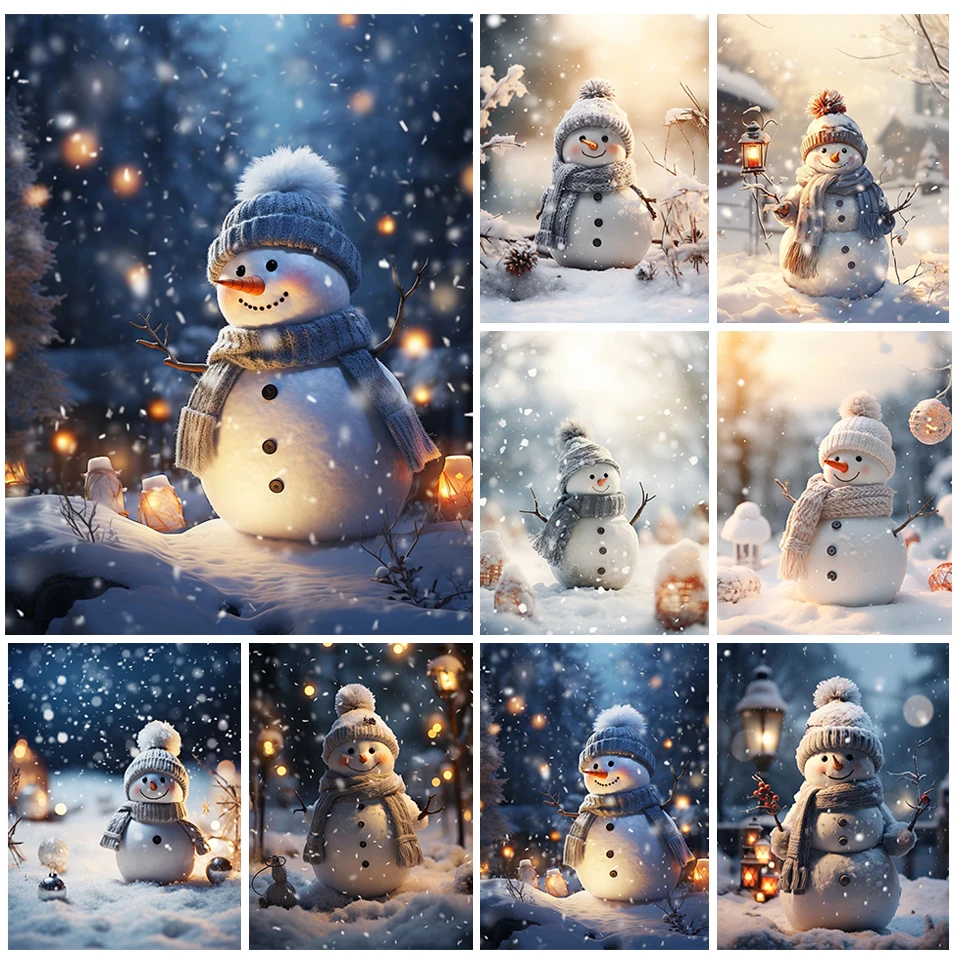 5D Smile Snowman Diamond Painting New Collection 2024 Snow Scene Christmas DIY Full Diamond Mosaic Embroidery Set Home Decor Art