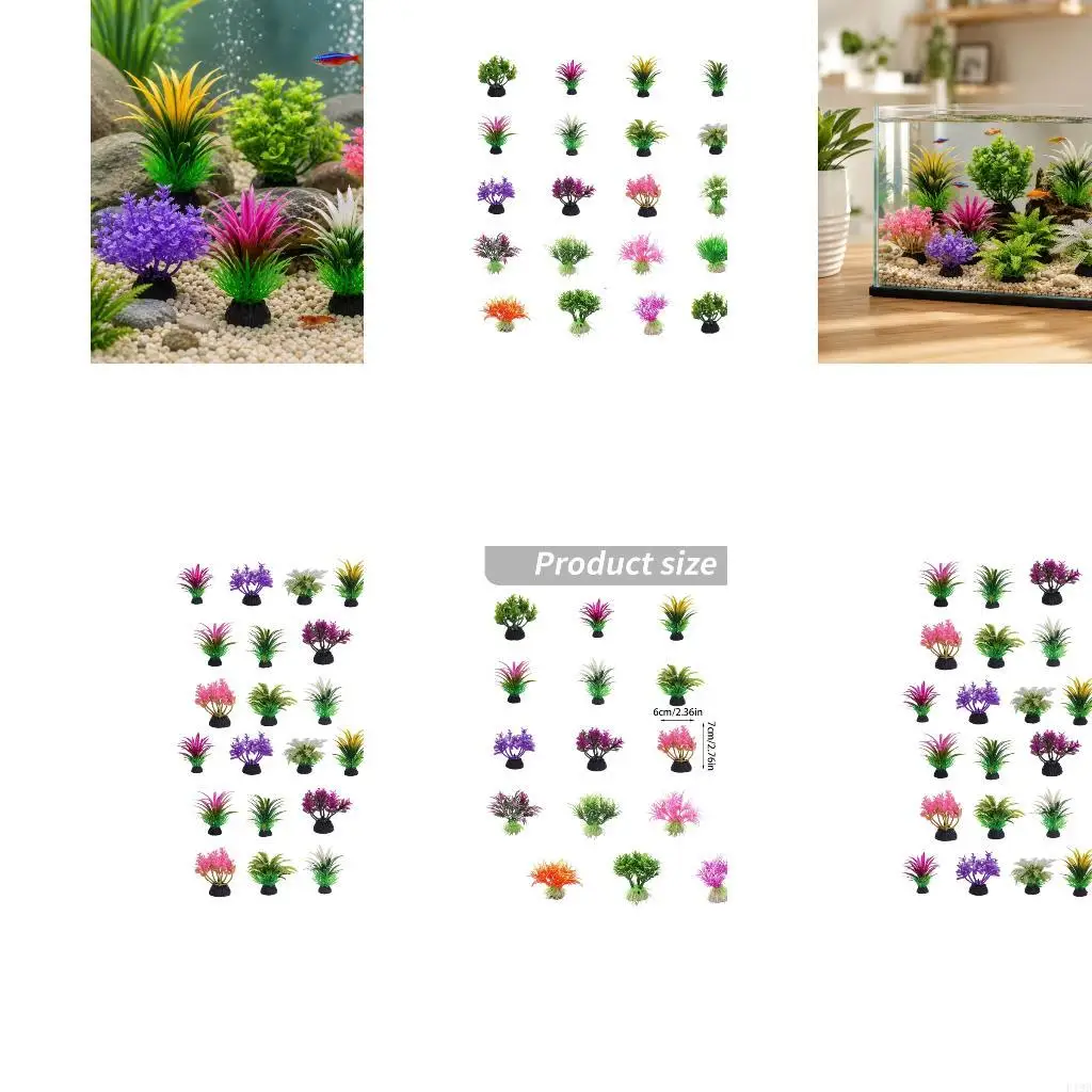 F19B Aquarium Water Plant Decoration for Fishtanks Landscape, Artificial Plant Model Figurine for Flexible Aquascaping Layouts