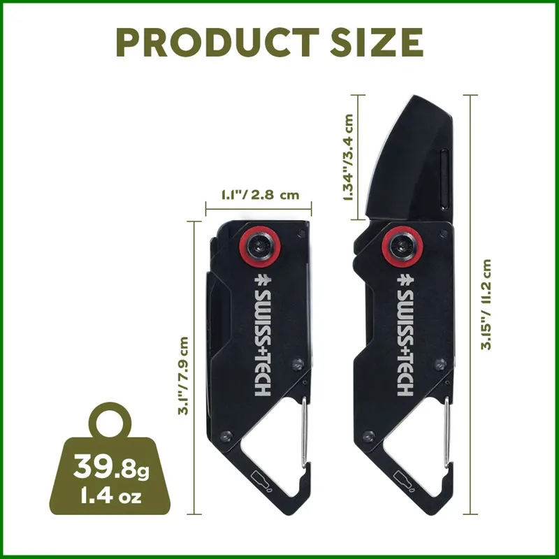 スイステックミニ折りたたみナイフマルチツールポケットナイフカラビナクリップキャンプ EDC ポータブルキーリングボックスカッター栓抜き