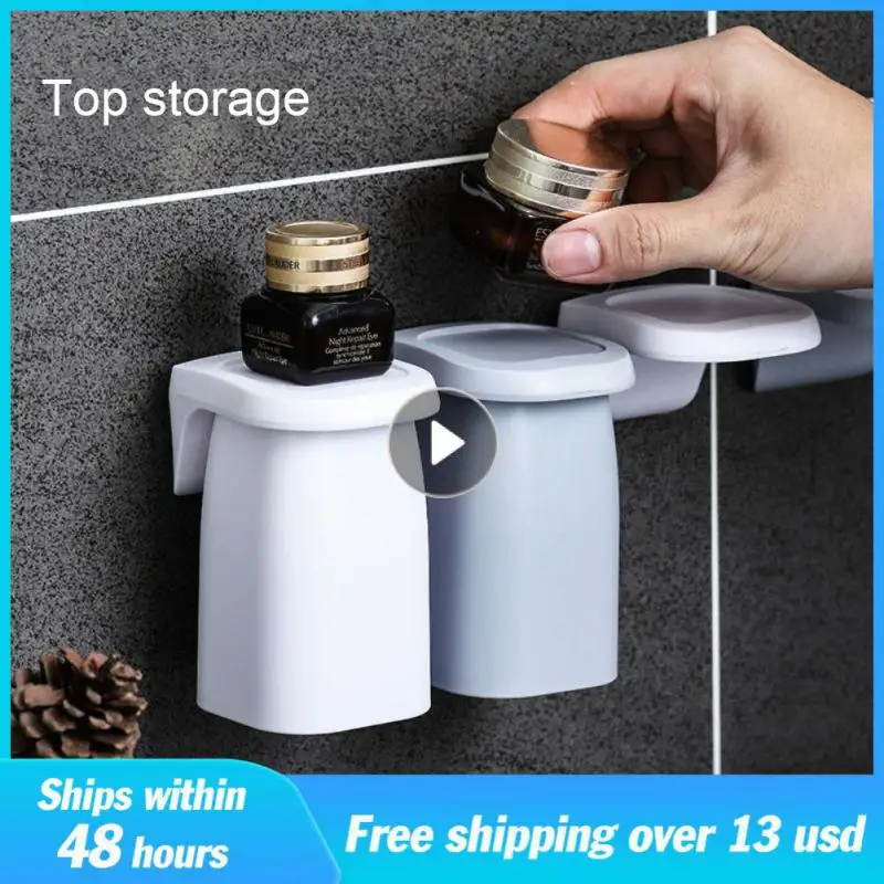 Bathroom Supplies Magnetic No Punching Anti-dust Wall Mounted Mouthwash Cup Storage Box Toothbrush Cup Holder