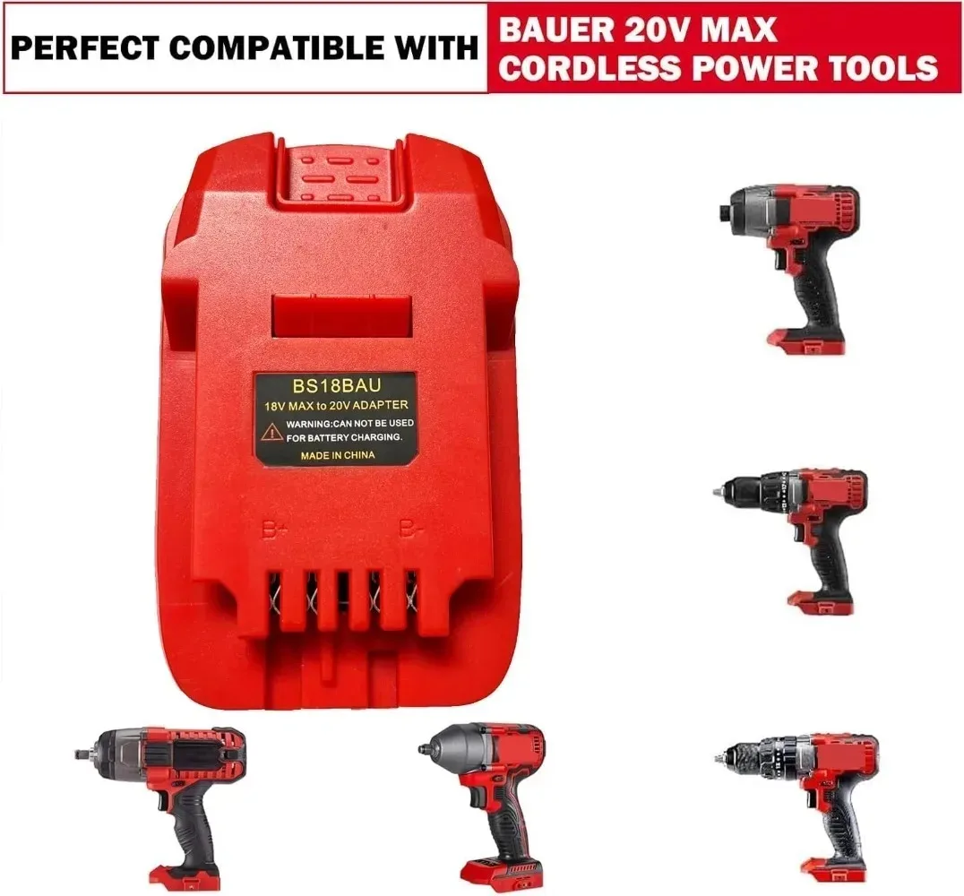 Adapter for Bosch to for Bauer 20v MAX Cordless Power Tools Compatible with Bosch 18V GBA Series Battery Converter BS18BAU