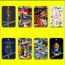 Venezuela Passport Logo Venezuelan Card Holder Case For ID Clips Credit Bank Access Water Sleeves Pocket PU Leather Keychain