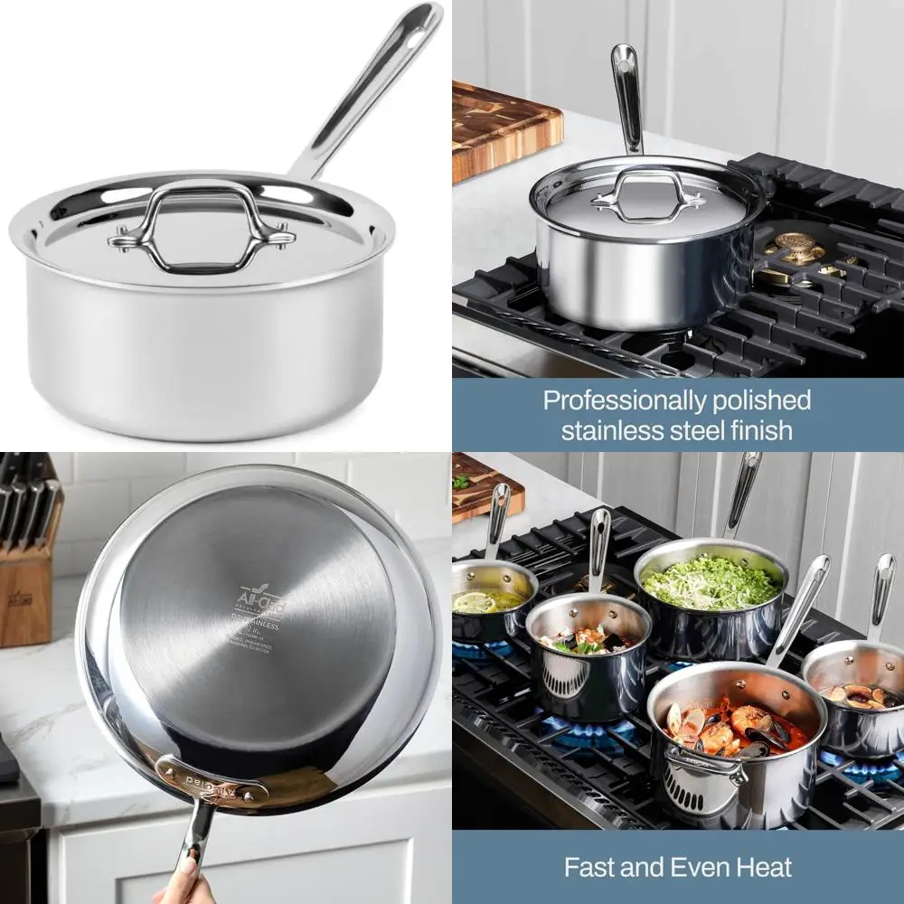 

3-Ply Stainless Steel 3-Quart Sauce Pan with Lid, Induction and Oven Safe, Multipurpose, Compatible with All Cookware