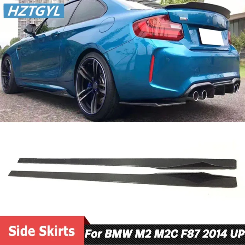 M Style Carbon Fiber Car Body Aprons Side Skirts Extensions For BMW M2 M2C F87 2014 Up