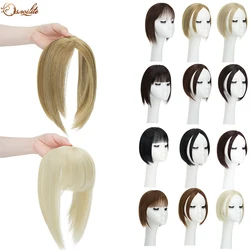 S-noilite 10inch Synthetic Hairpiece With Sideburn Temple Bangs Clip In One Piece Hair Extension For Woman Topper Hair