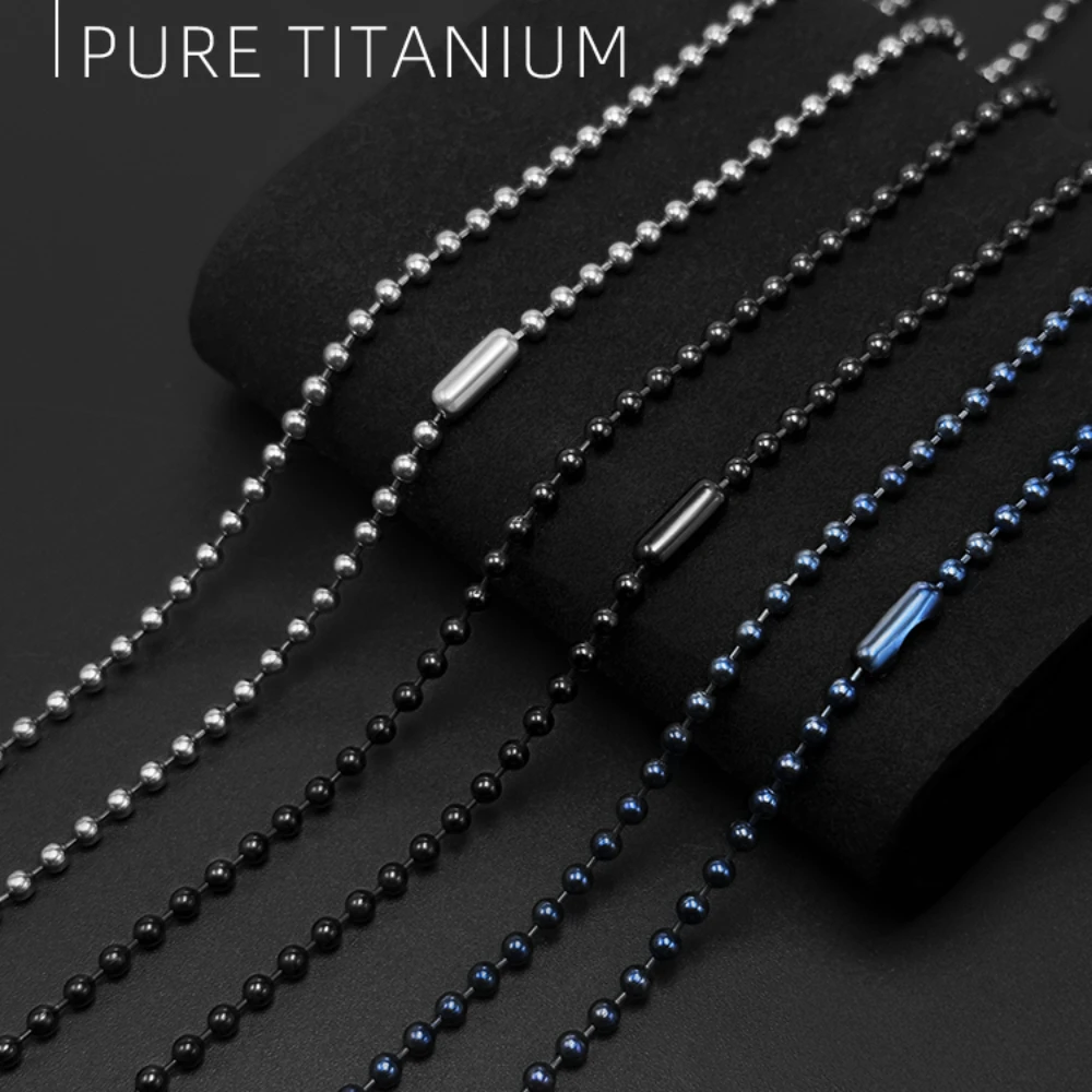 Pure Titanium Ball Bead Chain Necklaces 2mm/2.4mm/3mm/4mm Work Permit Military Dog Tags Chain Non-Tarnishing Round Bead Chain