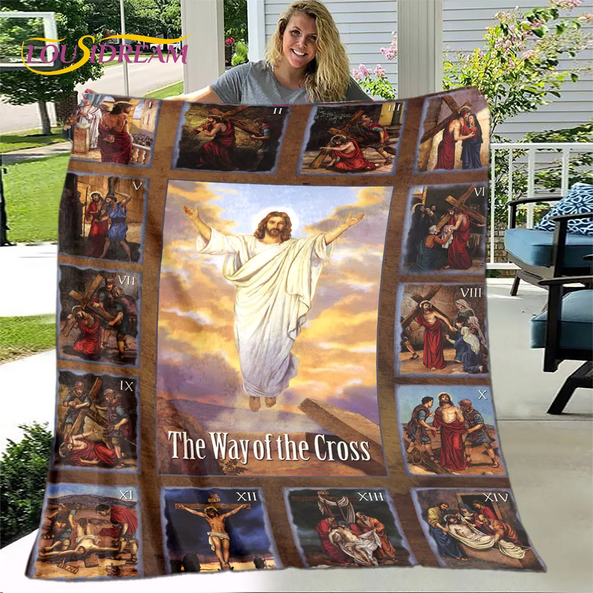 Jesus Virgin Mary Blanket,Flannel Blanket Throw Blanket,Sherpa Warm Blanket for Living Room Bedroom Beds Sofa Couch Gifts