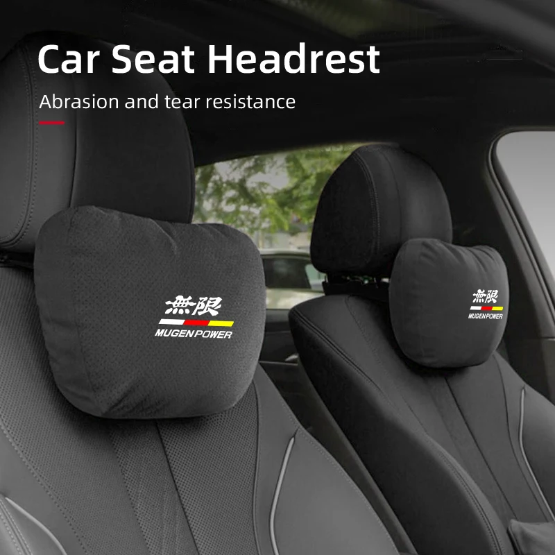 Car Seat Suede Headrest Neck Cushioning Support Head Pillow Accessories For Honda Mugen Civic TYPE-R Accord Fit Jazz CRV BRV HRV