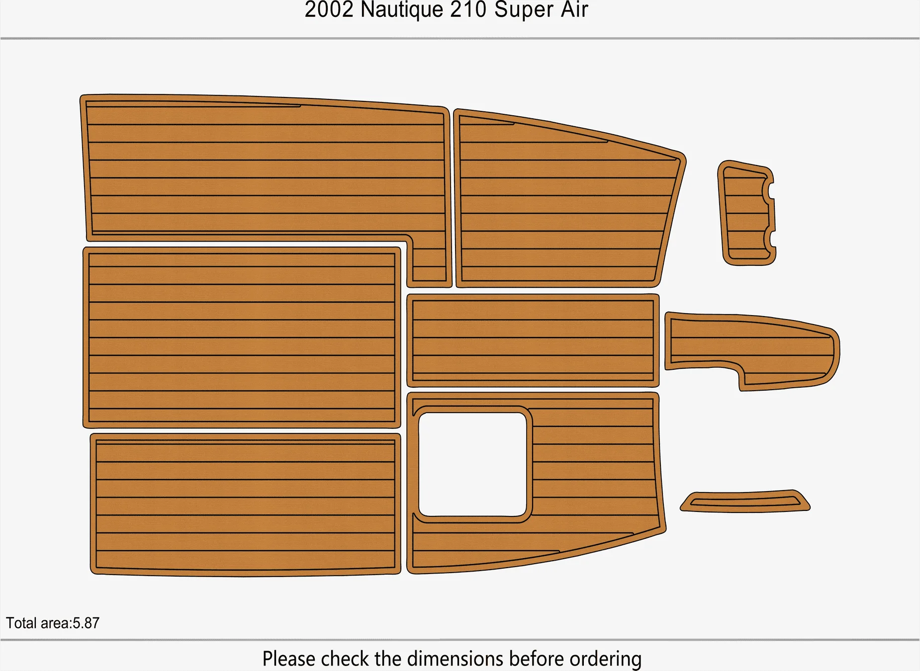 Non-Slip EVA Faux Teak Marine Mat Self-Adhesive 6mm Yacht Cockpit Pad for 2002 Nautique 210 Super Air Boat Decking Easy Install