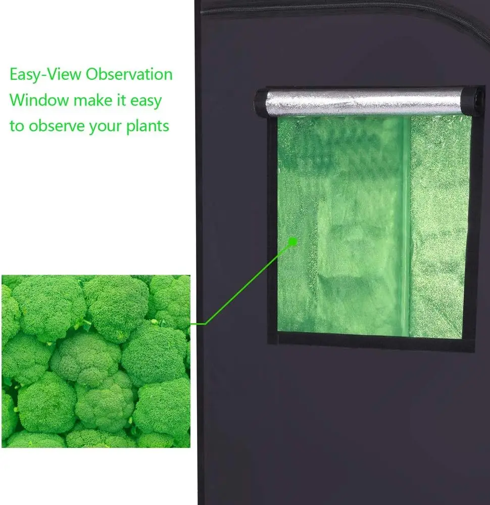 Hydroponic Grow Tent 96X48X80 Mylar Indoor Plant Growing Observation Window Removable Floor Tray