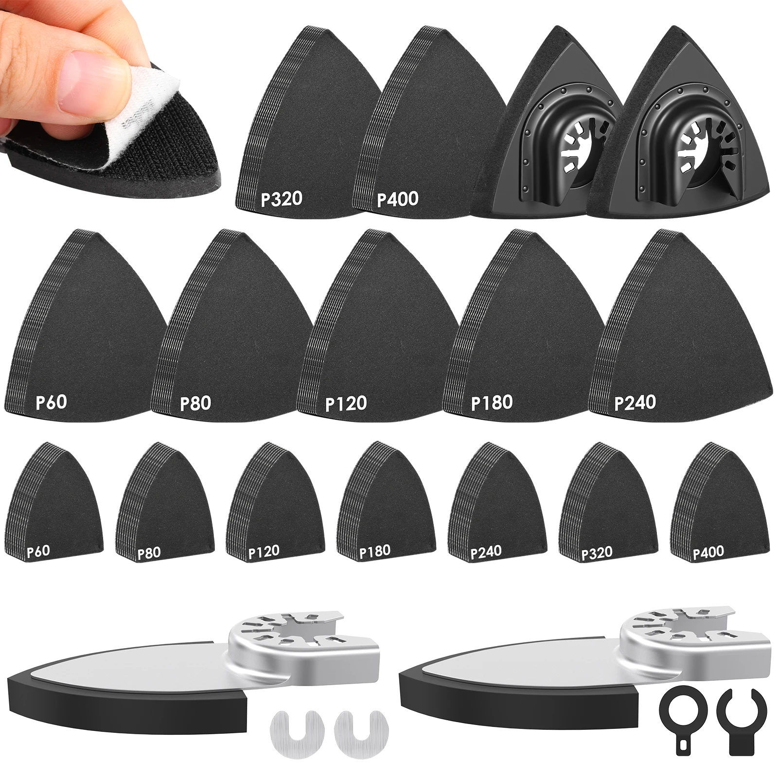 

140Pcs Oscillating Multi Tool Sanding Pad Kit Silicon Carbide Sandpaper 60-400 Grit Wet Dry Wood Metal Polishing Universal Fit