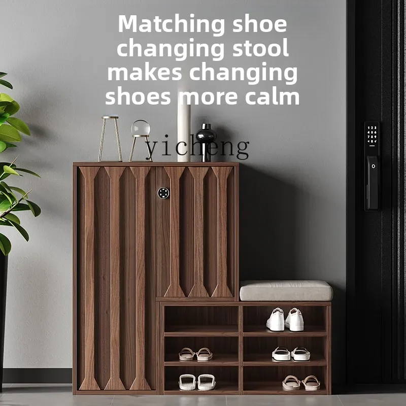 GZ-26  solid wood password lock shoe cabinet seat integrated household outdoor aisle corner locker