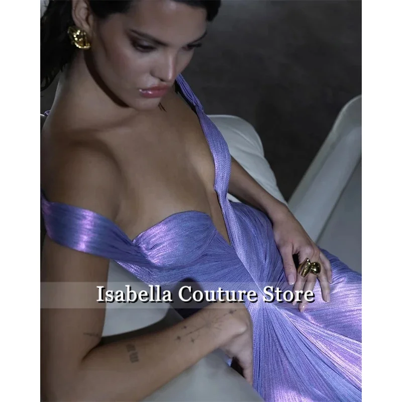 Lavender Silk Satin Evening Dresses Off The Shoulder Sweetheart Prom Dresses Saudi Arabric Formal Prom Gowns Customized - view 3