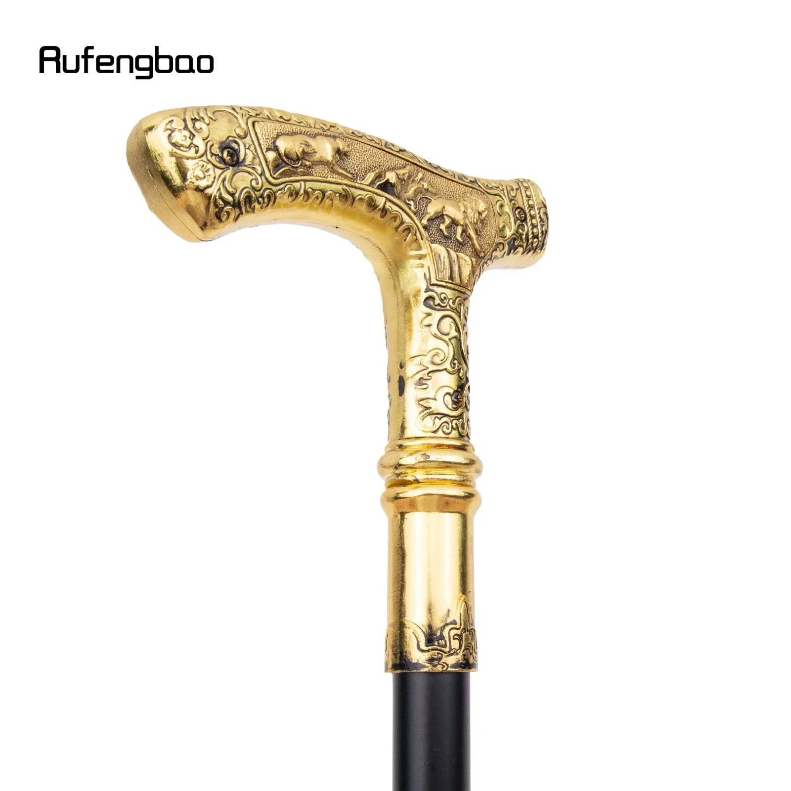 Golden Lion Luxury Pattern Walking Stick Party Fashion Elegant Walking Stick Decorative Cospaly Cane Knob Crosier 89cm