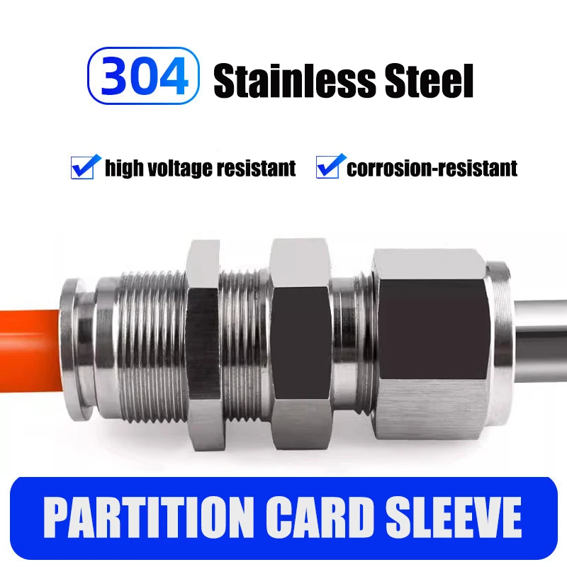 

304 Stainless Steel Bulkhead Ferrule Quick Push In Connector Leak-Free Pneumatic Fitting for Air Water Oil Pipe Lines Equipment