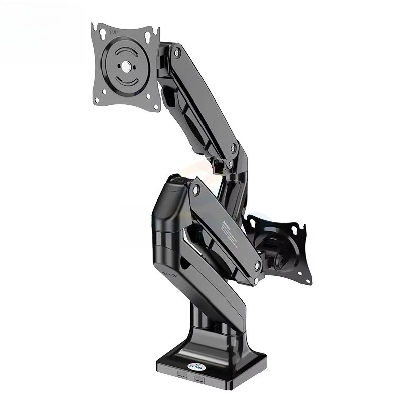 Hot Selling Adjustable Dual Arm Monitor Bracket Gas Spring PC 17-32 Inch Screen Double Monitor Desk Mount Wall Mount
